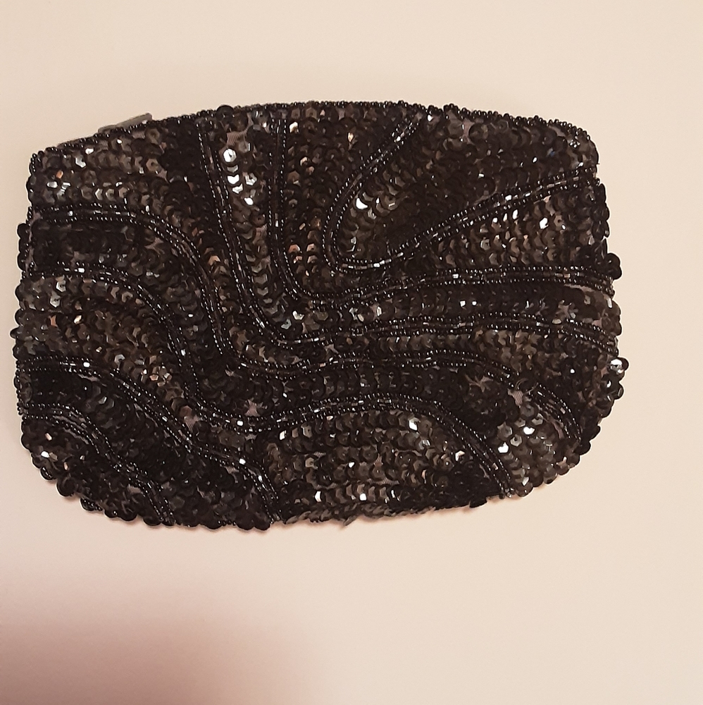 Sequined small hand clutch bag
